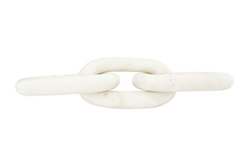 Creative Co-Op 13" L Decorative Marble Figurine Chain Link, White (AH1041)