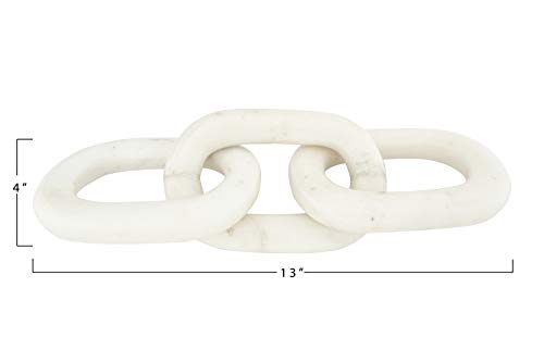 Creative Co-Op 13" L Decorative Marble Figurine Chain Link, White (AH1041)