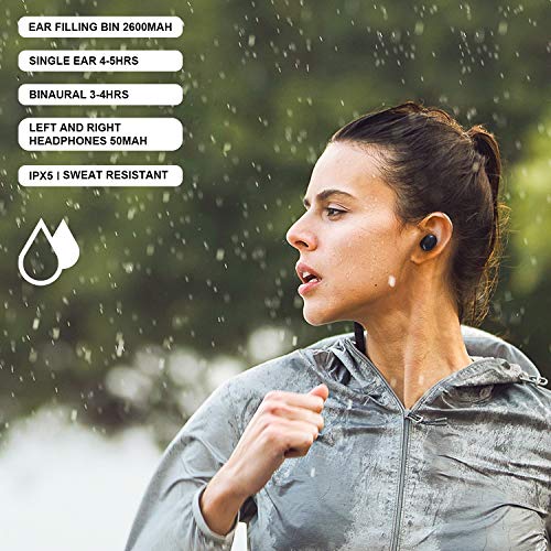 WGGE T1-Pro Bluetooth 5.0+EDR Wireless Earbuds Sweat-Proof TWS Stereo Headphones in Ear Built in Mic Headset Premium Sound with Deep Bass and Fast Connect