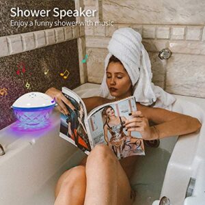 Bluetooth Speakers with Colorful Lights, Portable Speaker IPX7 Waterproof Floatable, Built-in Mic,Crystal Clear Sound Speakers Bluetooth Wireless 50ft Range for Home Shower Outdoors Pool Travel.