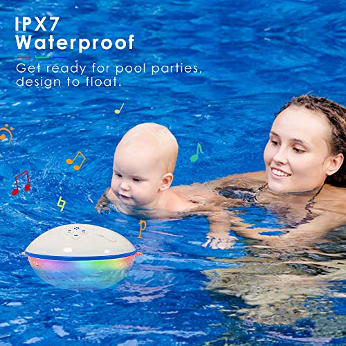 Bluetooth Speakers with Colorful Lights, Portable Speaker IPX7 Waterproof Floatable, Built-in Mic,Crystal Clear Sound Speakers Bluetooth Wireless 50ft Range for Home Shower Outdoors Pool Travel.