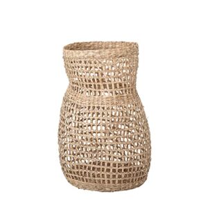 bloomingville decorative 20" handwoven natural seagrass vase basket, beige
