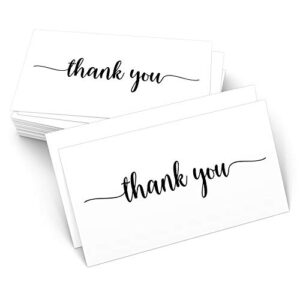 321done thank you notecards small (set of 50) business card size 3.5" x 2" - for gifts, parties, weddings, and any occasion- made in usa - white