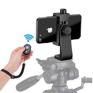 phone tripod mount adapter with camera remote and wrist strap, universal cell phone tripod mount holder, swivel design, compatible with iphone, samsung, selfie monopod, for taking photos and videos
