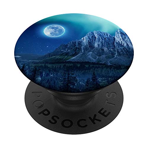 Moon Night Pop Mount Socket Mountain Art Work Star Sky Blue PopSockets PopGrip: Swappable Grip for Phones & Tablets