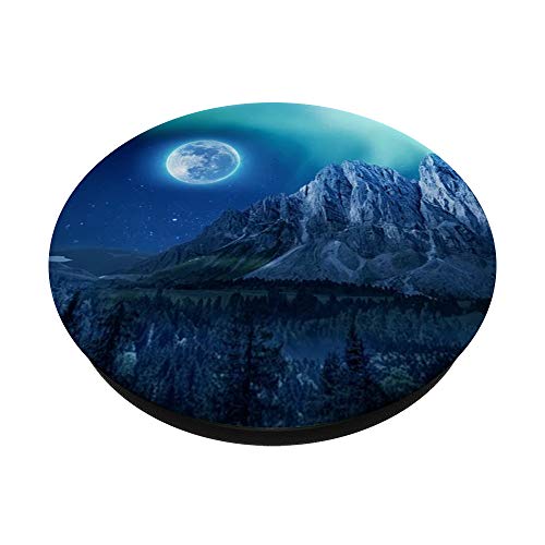 Moon Night Pop Mount Socket Mountain Art Work Star Sky Blue PopSockets PopGrip: Swappable Grip for Phones & Tablets