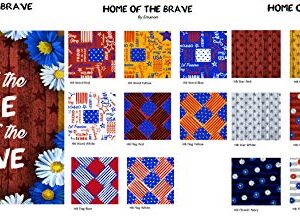 COTTONVILL EMANON Home of The Brave 20COUNT Cotton Print Fabric (Quarter 16pcs+1full Panel, Home of The Brave)