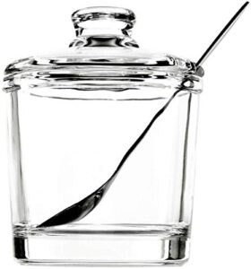 123arts glass sugar bowl spice jar with lid and stainless steel spoon spoon
