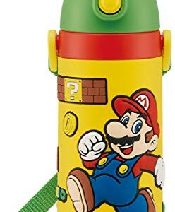 Skater SDPV5-A Children's Stainless Steel Direct Drinking 3D Water Bottle, Kids, 16.2 fl oz (480 ml), Super Mario Boys