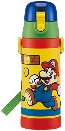 Skater SDPV5-A Children's Stainless Steel Direct Drinking 3D Water Bottle, Kids, 16.2 fl oz (480 ml), Super Mario Boys