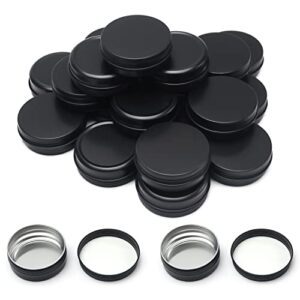 Othmro 20pcs 2oz Metal Round Tins Aluminum Tin Cans Containers with Screw Lid, 68 * 25mm(DxH) Black tin cans for Salve, Spices, Lip Balm, Tea or Candies 60ml