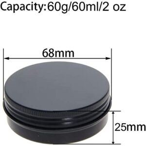 Othmro 20pcs 2oz Metal Round Tins Aluminum Tin Cans Containers with Screw Lid, 68 * 25mm(DxH) Black tin cans for Salve, Spices, Lip Balm, Tea or Candies 60ml