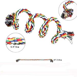 Yuecoofei Parrot Rope Perch Cotton Rope Bird Perch with Bell Climbing Stand Bar Bird Bungee Toy Parrot Chew Toys,pet Toys,Bird Perch, Rope Bungee Bird Toy