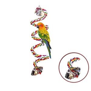 Yuecoofei Parrot Rope Perch Cotton Rope Bird Perch with Bell Climbing Stand Bar Bird Bungee Toy Parrot Chew Toys,pet Toys,Bird Perch, Rope Bungee Bird Toy