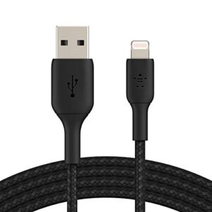 belkin boostcharge braided lightning cable - 3.3ft/1m - mfi certified apple iphone charger usb to lightning cable - iphone cable - iphone charger cord - apple phone charger - black