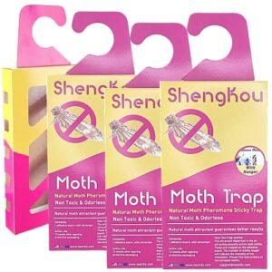 shengkou - effective and refillable dual moth pheromone traps, ultimate solution to clothes & pantry moth control -4 pack