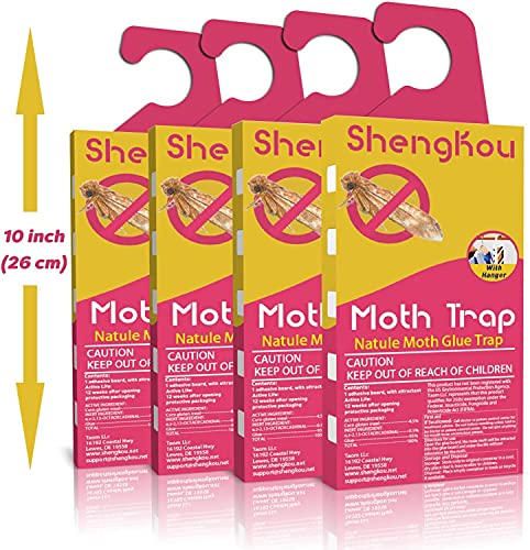 ShengKou - Effective and Refillable Dual Moth Pheromone Traps, Ultimate Solution to Clothes & Pantry Moth Control -4 Pack