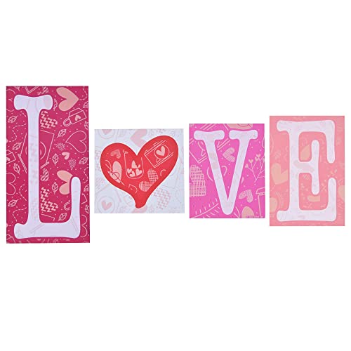 JOYIN Valentines Day Table Decoration Love Wooden Blocks Love Signs, Home Decoration Love Letter Signs, Freestanding Table Sign Home Accent for Girlfriend Wife Party Wedding Birthday Decor (Pink)