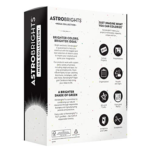 Astrobrights Mega Collection, Colored Cardstock, Bright Confetti White, 320 Sheets, 65 lb/176 gsm, 8.5" x 11" - MORE SHEETS! (91683)