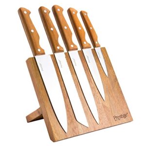 prestige magnetic block set/knives/cutlery, 6 piece, acacia wood