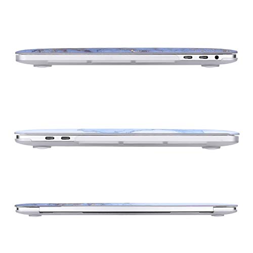 MOSISO Compatible with MacBook Pro 13 inch Case M2 2023, 2022, 2021-2016 A2338 M1 A2251 A2289 A2159 A1989 A1708 A1706,Plastic Watercolor Marble Hard Case&Keyboard Skin&Screen Protector&Pouch, Blue