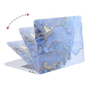 MOSISO Compatible with MacBook Pro 13 inch Case M2 2023, 2022, 2021-2016 A2338 M1 A2251 A2289 A2159 A1989 A1708 A1706,Plastic Watercolor Marble Hard Case&Keyboard Skin&Screen Protector&Pouch, Blue