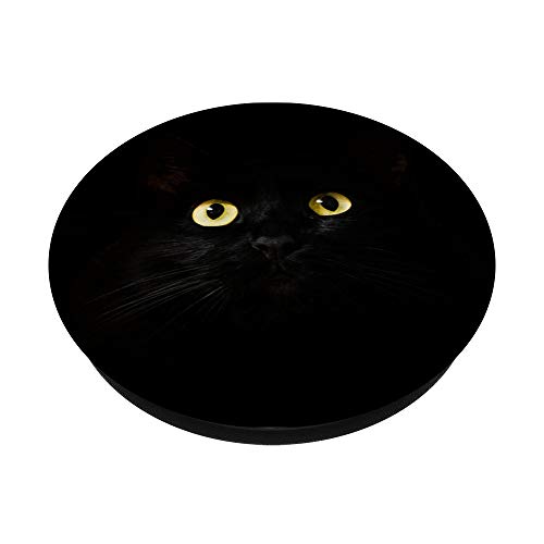 black cat yellow eyes cat owner cat lover gifts for women PopSockets PopGrip: Swappable Grip for Phones & Tablets