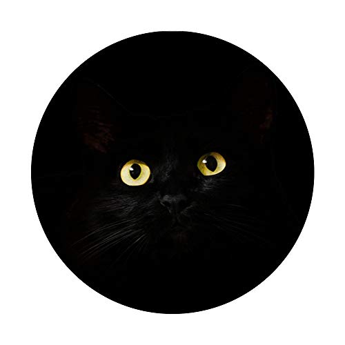 black cat yellow eyes cat owner cat lover gifts for women PopSockets PopGrip: Swappable Grip for Phones & Tablets