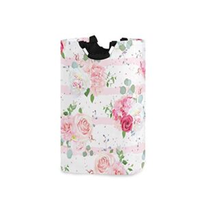 laundry basket pink rose flowers laundry hamper portable foldable clothes organizer with handles storage bag for kids room bathroom