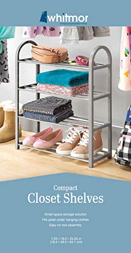 Whitmor 4-Tier Compact Closet Shelves, Gray