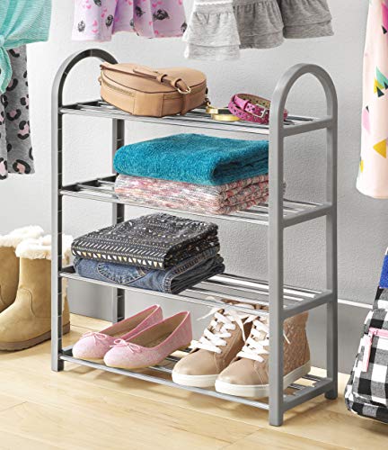 Whitmor 4-Tier Compact Closet Shelves, Gray