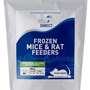 MiceDirect Frozen Small Adult Feeder Mice Food for Juvenile Ball Pythons, Adult Corn Snakes (50 Count)