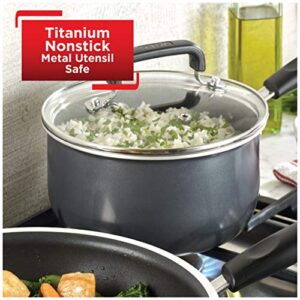 T-fal Signature Titanium Nonstick 3 Qt. Saucepan with Lid, Grey, B06124