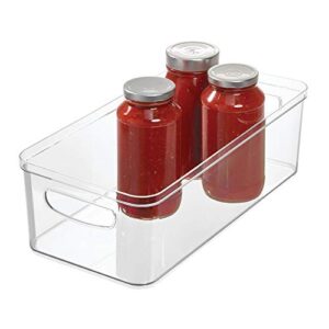 idesign bpa-free plastic crisp large pantry and fridge organizer with easy to grip integrated handles for kitchen, fridge, freezer, pantry and cabinet organization, 16" x 8" x 5", clear