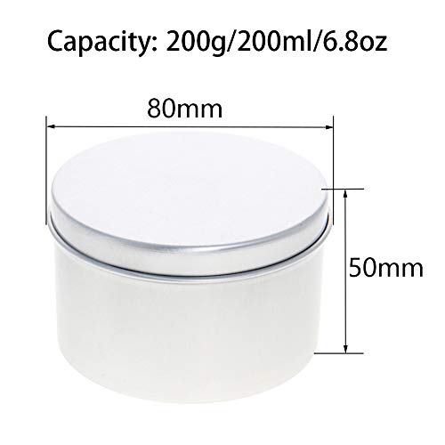 Othmro 1Pcs Round Aluminum Cans Tin Can Screw Top Metal Lid Containers 200ml/6.8 oz, 80 * 50mm (D*H) Silver Color Aluminum Containers for Lip Balm, Crafts, Cosmetic, Candles