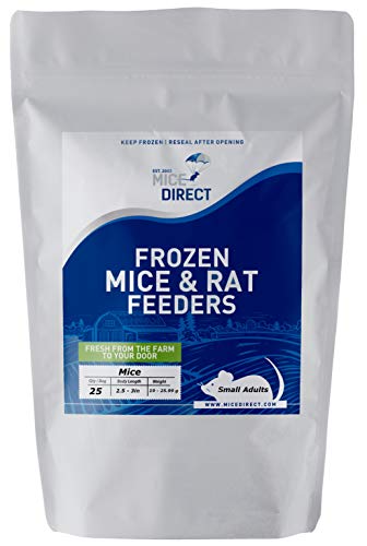 MiceDirect Frozen Small Adult Feeder Mice Food for Juvenile Ball Pythons, Adult Corn Snakes (25 Count)