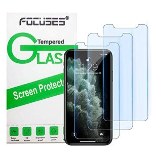 focuses iphone 11 pro screen protector, iphone xs/x screen protector, anti blue light tempered glass film for apple iphone xs/x & iphone 11 pro,3-pack