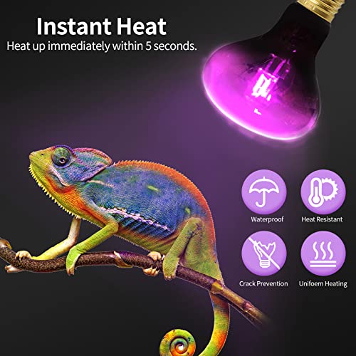 AOMRYOM 100W Basking Spot Infrared Night Heat Lamp Moonlight Heat Bulb for Reptiles & Amphibians 2 Packs