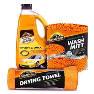 car wash kit by armor all, includes car wash soap, wash mitt & microfiber towel