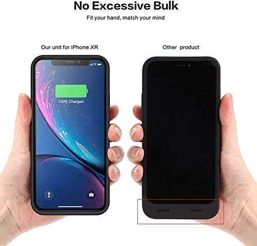 QTshine Battery Case for iPhone XR, Newest [6800mAh] Protective Portable Charging Case Rechargeable Extended Battery Pack Charger Case for Apple iPhone XR(6.1inch) Backup Power Bank Cover - Black