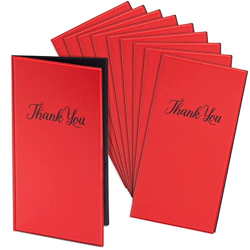 Juvale 10-Pack Red Check Presenters for Restaurants, Diners, Cafes, Bakeries, Guest Check Card Holder with Thank You Imprint, Server Books for Waitress, Waiter (10.5x5.5 in)