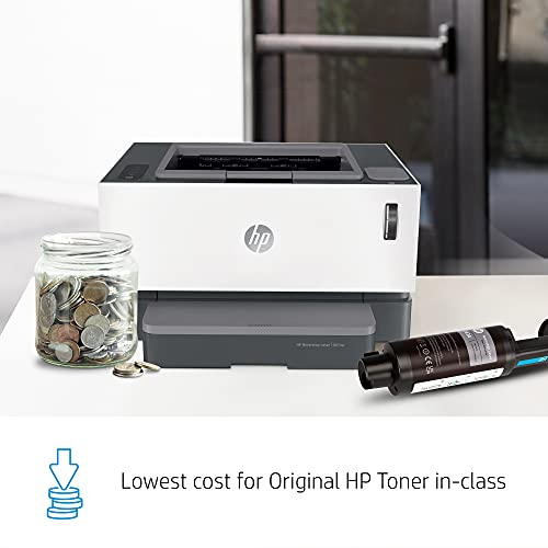 HP Neverstop Laser 1001nw Wireless Monochrome Printer with built-in Ethernet & cartridge-free toner tank, comes with up to 5,000 pages of toner in the box (5HG80A)