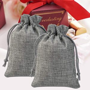 Tayfremn 45pcs Burlap Drawstring Bags Burlap Favor Bags Small Gray Burlap Bags, Burlap Party Favor Bags Drawstring Jewelry Pouch Treat Bags Craft Bags for Wedding Party Birthday Christmas DIY Craft