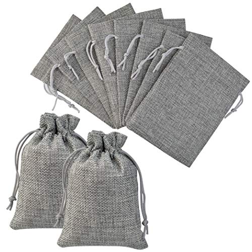 Tayfremn 45pcs Burlap Drawstring Bags Burlap Favor Bags Small Gray Burlap Bags, Burlap Party Favor Bags Drawstring Jewelry Pouch Treat Bags Craft Bags for Wedding Party Birthday Christmas DIY Craft