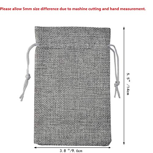 Tayfremn 45pcs Burlap Drawstring Bags Burlap Favor Bags Small Gray Burlap Bags, Burlap Party Favor Bags Drawstring Jewelry Pouch Treat Bags Craft Bags for Wedding Party Birthday Christmas DIY Craft