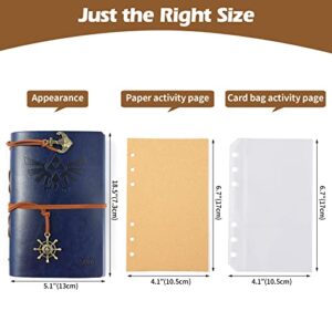 Vintage PU Leather Refillable Notebook for Diary, Embossed Travel Journal Diary with Blank Pages,card holder and Retro Pendants-Legend of Zelda(Blue)