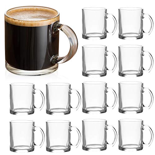 Glass Mugs 12 oz,QAPPDA Clear Coffee Mugs With Handle 350ml,Tea Mugs Water Mugs Beer Glasses With Handle,Glass Cup Drinkware For Beverage,Juice,Latte Cups Cappuccino Mugs Beer Mug Water Cups 12pack