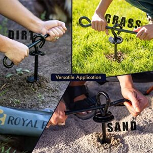 ROYAL PAW Dog Tie Out Stake - Heavy Duty Dog Stake for Large Dogs up to 210 lbs, Dog Stakes for Outside, Dog Anchor, and Dog Gadget | Use Any Dog Tie Out Cable or Dog Yard Leash (B1-Midnight Black)