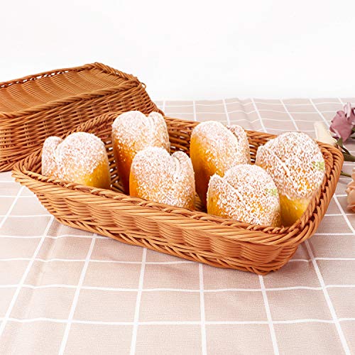 Wicker Bread Basket, Eusoar 11.8"x 7.9"x 2.4" 3pcs Tabletop Food Serving Baskets Trays, Bread Proofing Basket, Food Fruit Vegetables Sundries Storage Basket for Restaurant Bakery Family Party