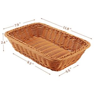 Wicker Bread Basket, Eusoar 11.8"x 7.9"x 2.4" 3pcs Tabletop Food Serving Baskets Trays, Bread Proofing Basket, Food Fruit Vegetables Sundries Storage Basket for Restaurant Bakery Family Party